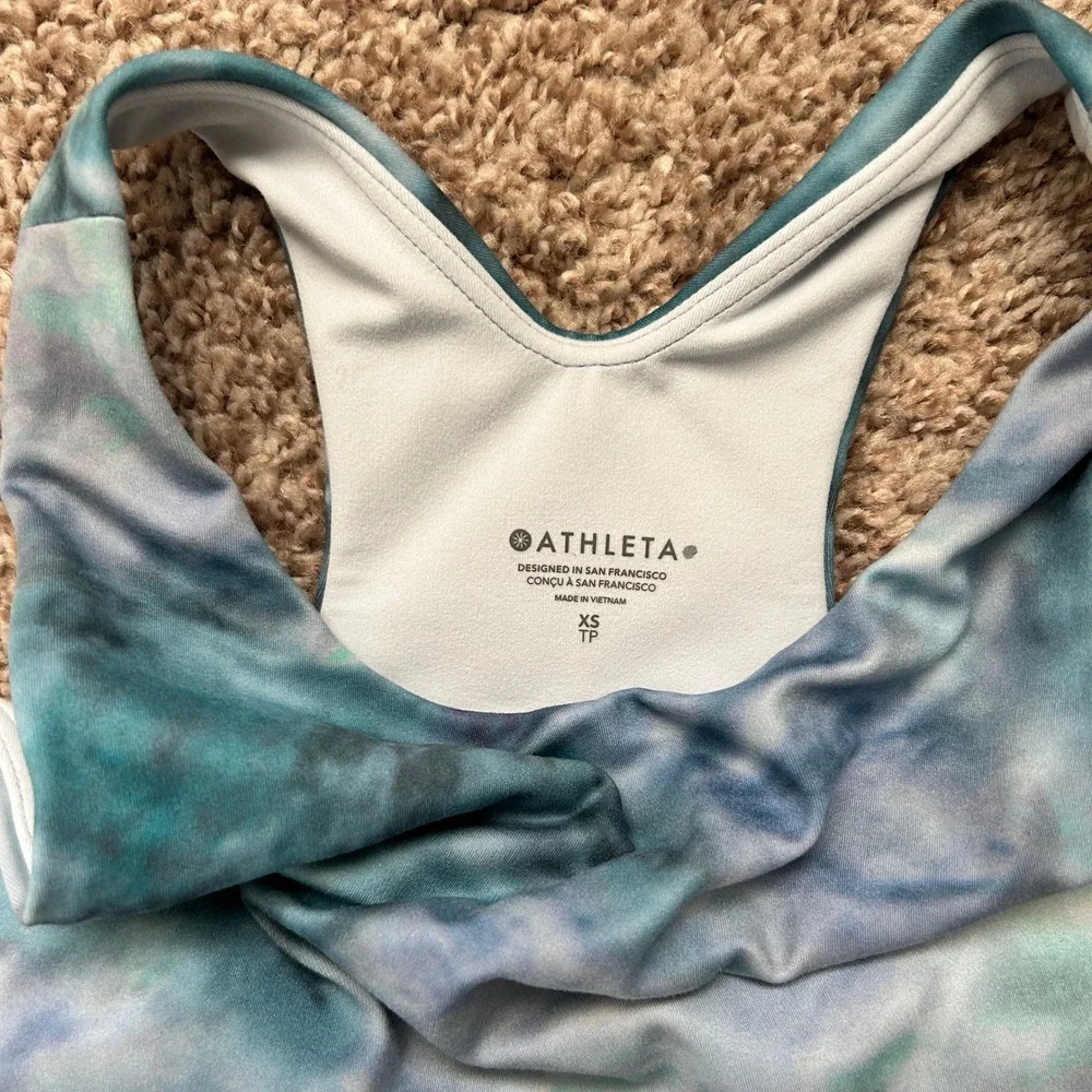 Athleta I Conscious Crop A-C Sports Bra Top I Size XS I‎ Tie Dye Racerback